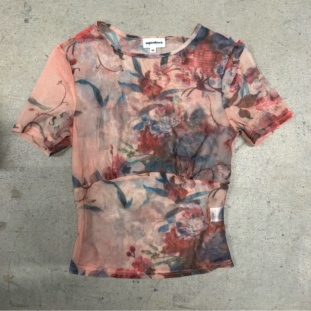 Superdown mesh floral top